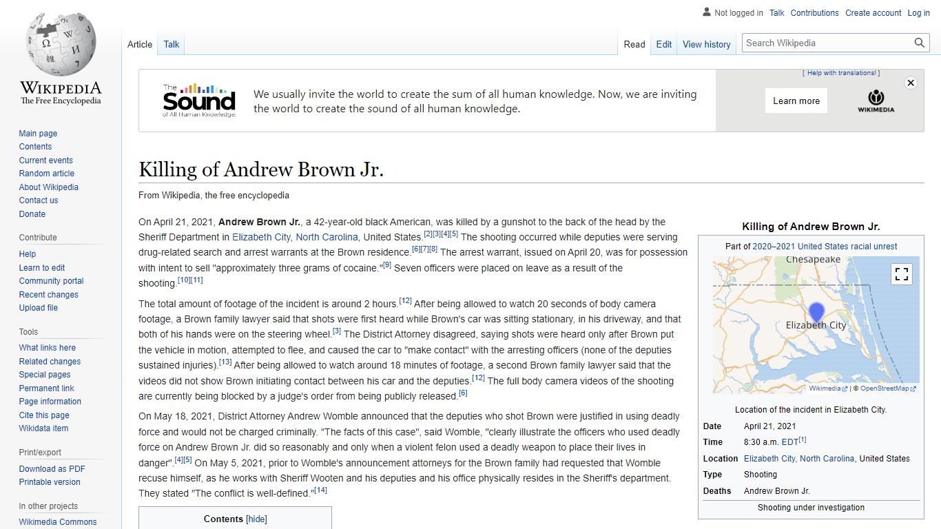 Killing of Andrew Brown Jr. - Wikipedia